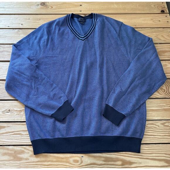 Brooks Brothers V Neck Sweater Size Large Men’s Blue Pullover - Picture 1 of 8